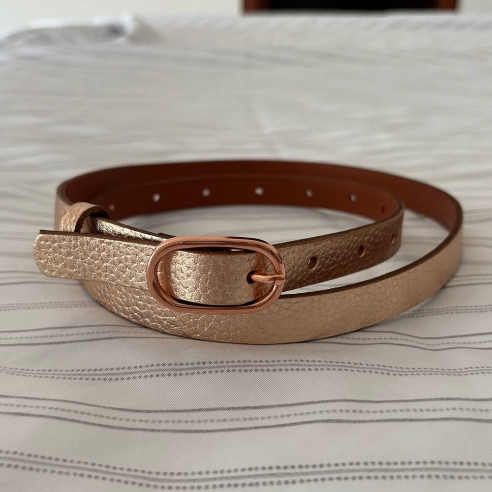 Land's End Rose Gold Leather Belt (Size M)